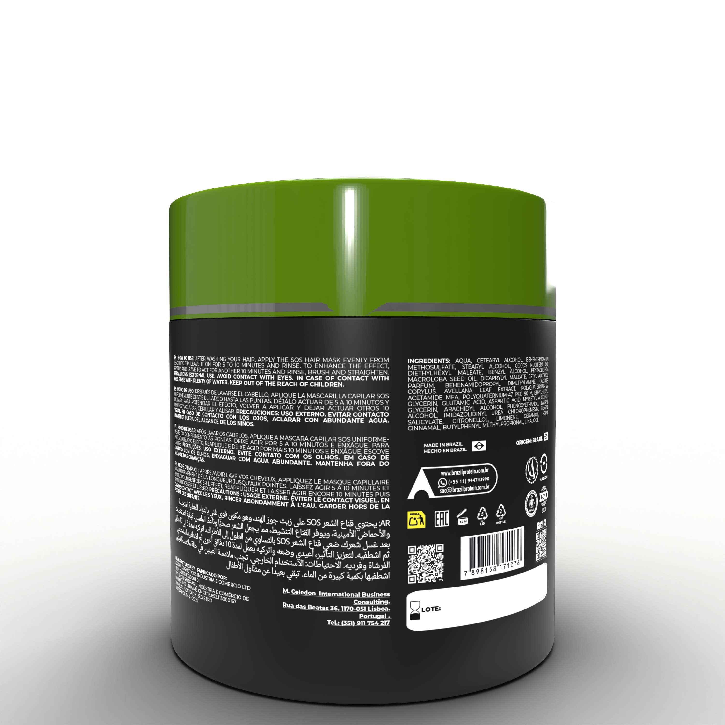 S.O.S MASCARA DE TRATAMENTO RECONSTRUTOR COM OLEO DE COCO 500GR